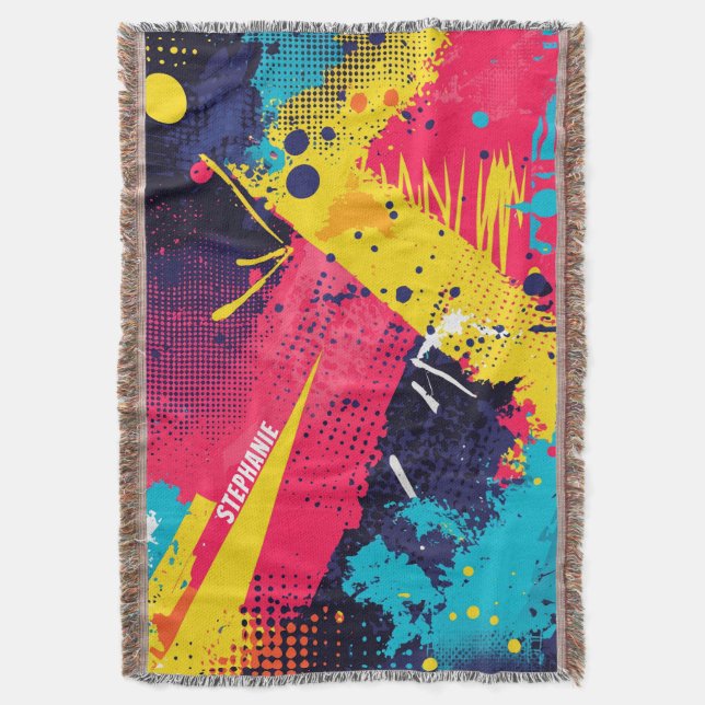 Abstract Colour Splash in Retro Comic Style (2) Throw Blanket (Front Vertical)
