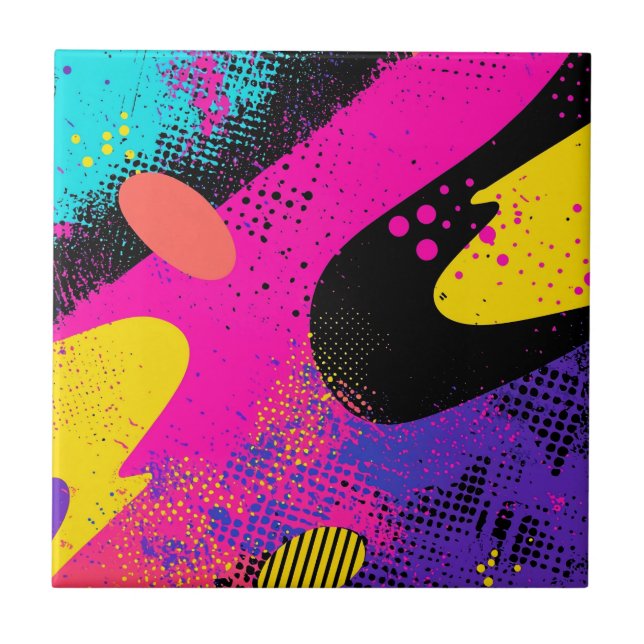 Abstract Colour Splash in Retro Comic Style (3) Ceramic Tile (Front)