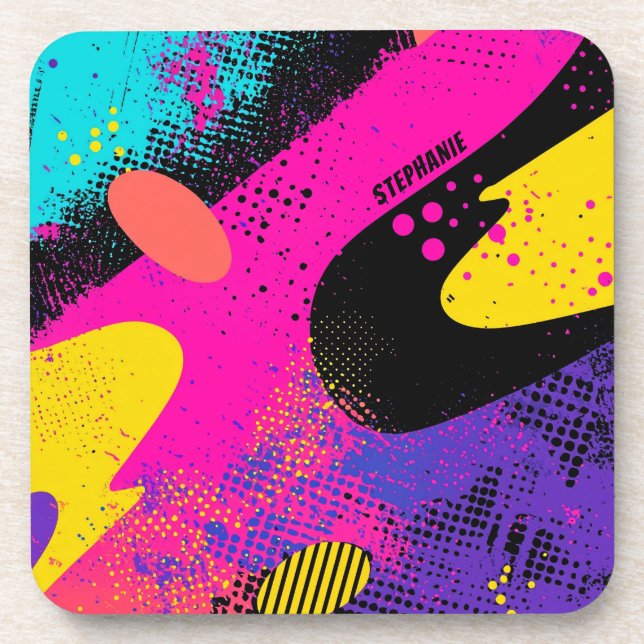 Abstract Colour Splash in Retro Comic Style (3) Coaster (Front)