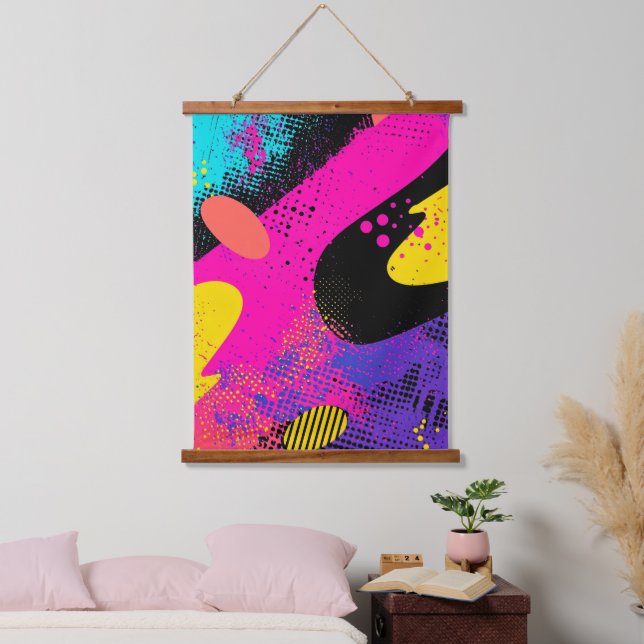 Abstract Colour Splash in Retro Comic Style (3) Hanging Tapestry (Bedroom)