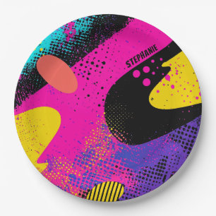 Abstract Colour Splash in Retro Comic Style (3) Paper Plate
