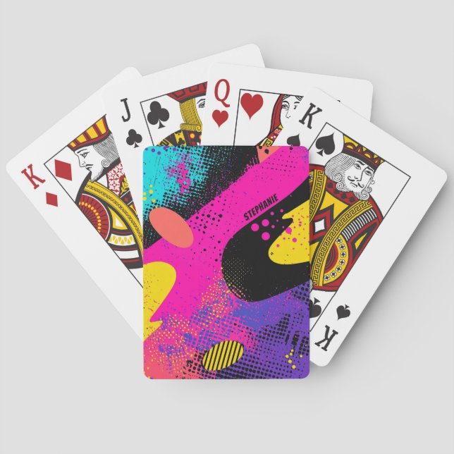 Abstract Colour Splash in Retro Comic Style (3) Playing Cards (Back)