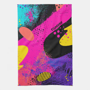 Abstract Colour Splash in Retro Comic Style (3) Tea Towel