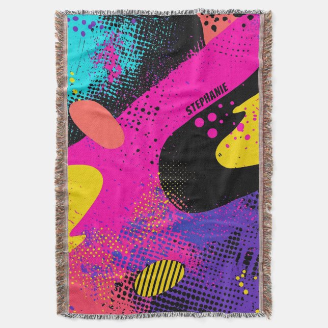 Abstract Colour Splash in Retro Comic Style (3) Throw Blanket (Front Vertical)
