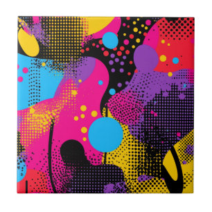 Abstract Colour Splash in Retro Comic Style (4) Ceramic Tile
