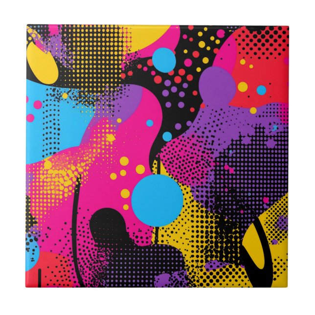 Abstract Colour Splash in Retro Comic Style (4) Ceramic Tile (Front)
