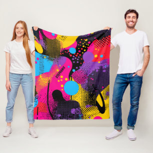Abstract Colour Splash in Retro Comic Style (4) Fleece Blanket