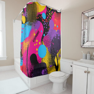 Abstract Colour Splash in Retro Comic Style (4) Shower Curtain
