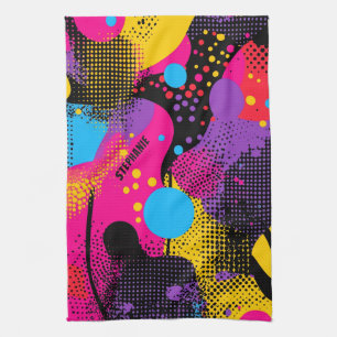 Abstract Colour Splash in Retro Comic Style (4) Tea Towel