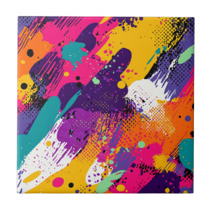 Abstract Colour Splash in Retro Comic Style (5) Ceramic Tile