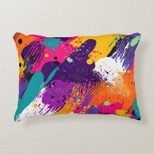 Abstract Colour Splash in Retro Comic Style (5) Decorative Cushion