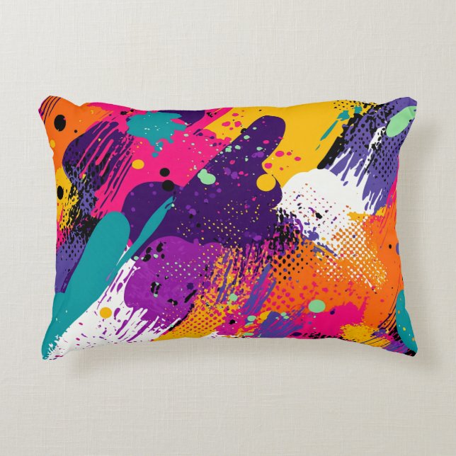 Abstract Colour Splash in Retro Comic Style (5) Decorative Cushion (Front)