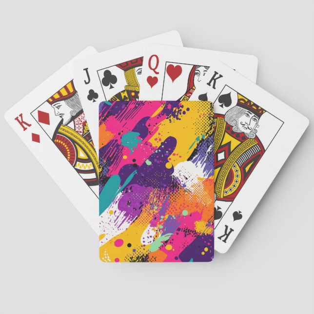 Abstract Colour Splash in Retro Comic Style (5) Playing Cards (Back)