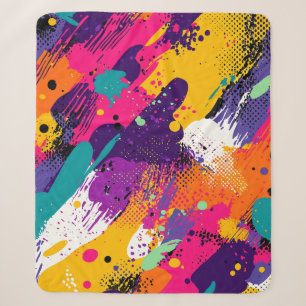 Abstract Colour Splash in Retro Comic Style (5) Sherpa Blanket