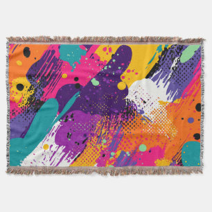 Abstract Colour Splash in Retro Comic Style (5) Throw Blanket