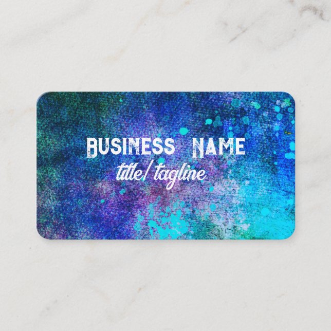 abstract colour splash purple turquoise modern  business card (Front)