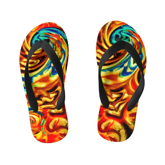 Abstract Colour Splashes Kid's Thongs (Footbed)