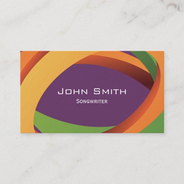 Abstract Coloured Curves Songwriter Business Card (Front)