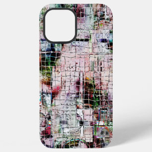 Abstract coloured drawing under rustic aged jute iPhone 12 pro max case