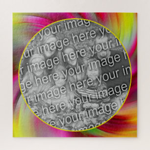 Abstract Coloured Swirls Frame Add Your Photo Jigsaw Puzzle