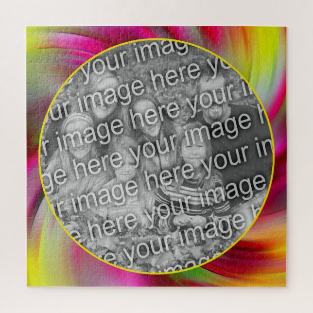 Abstract Coloured Swirls Frame Add Your Photo Jigsaw Puzzle (Vertical)