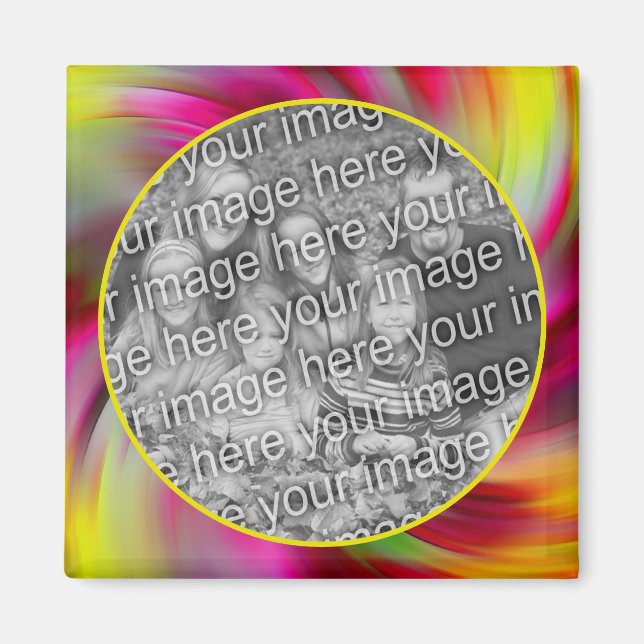 Abstract Coloured Swirls Frame Add Your Photo Magnet (Front)