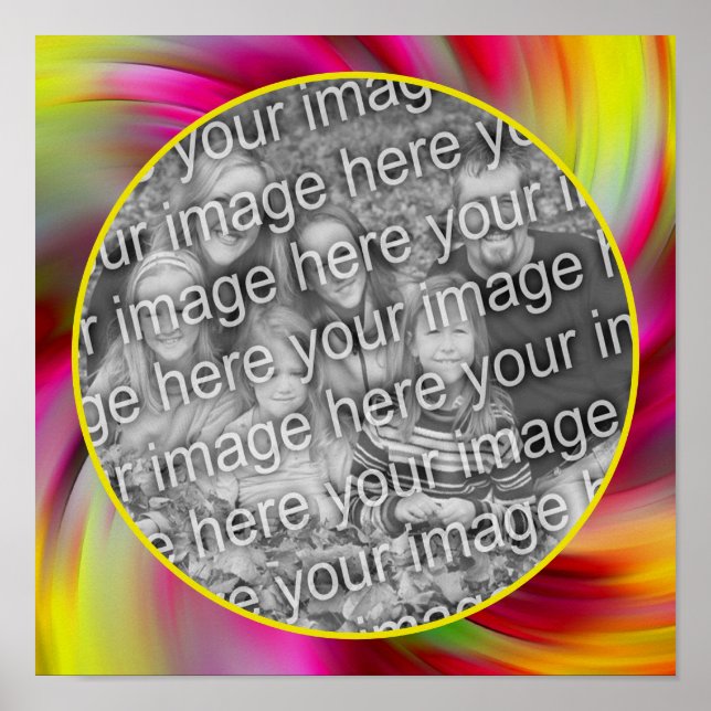 Abstract Coloured Swirls Frame Add Your Photo Poster (Front)