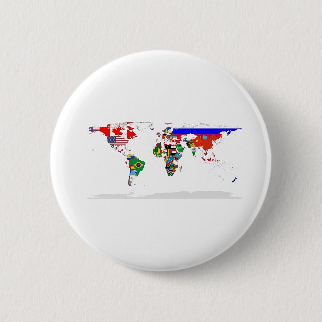 Abstract Coloured World Map 6 Cm Round Badge (Front)