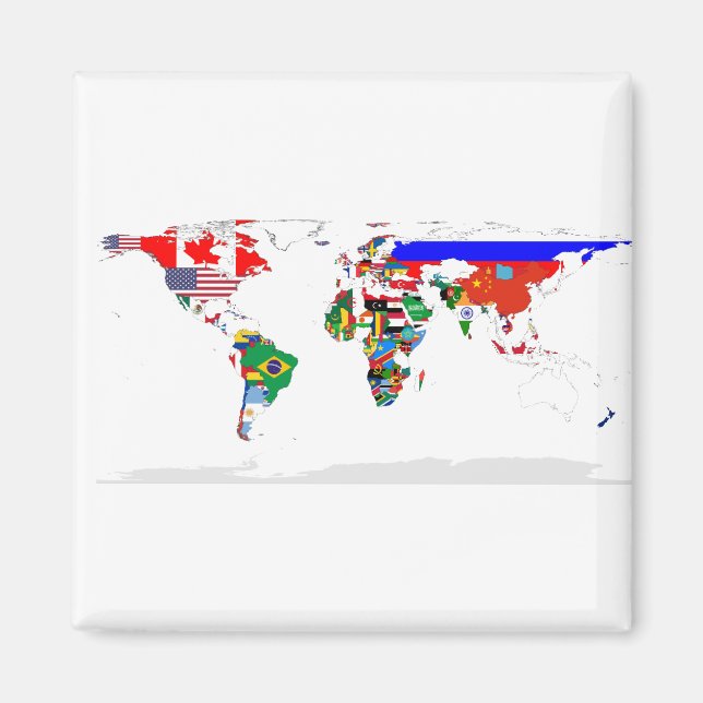 Abstract Coloured World Map Magnet (Front)