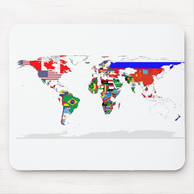 Abstract Coloured World Map Mouse Pad (Front)