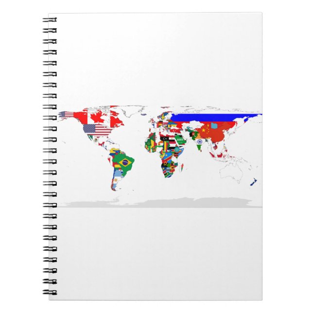 Abstract Coloured World Map Notebook (Front)