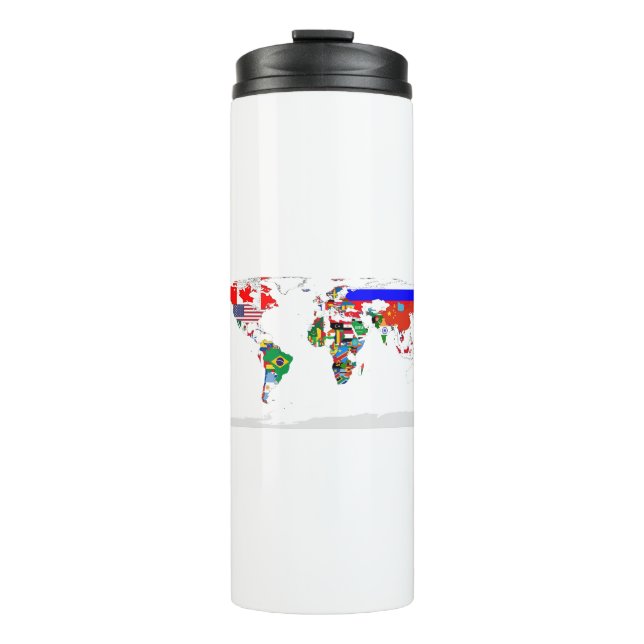 Abstract Coloured World Map Thermal Tumbler (Front)