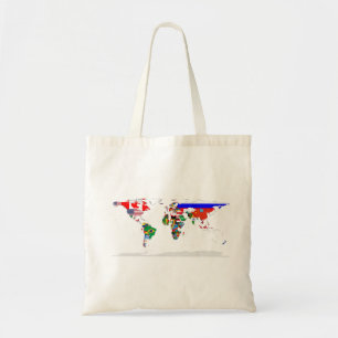 Abstract Coloured World Map Tote Bag