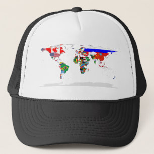 Abstract Coloured World Map Trucker Hat
