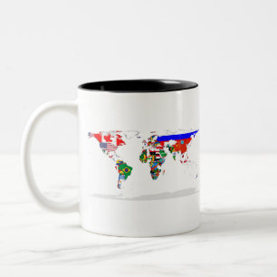 Abstract Coloured World Map Two-Tone Coffee Mug