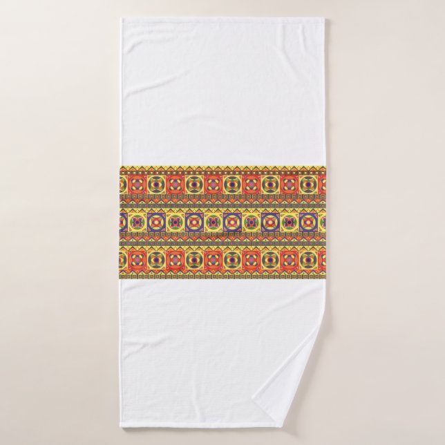 Abstract Colourful African Seamless Pattern with G Bath Towel (Bath Towel)