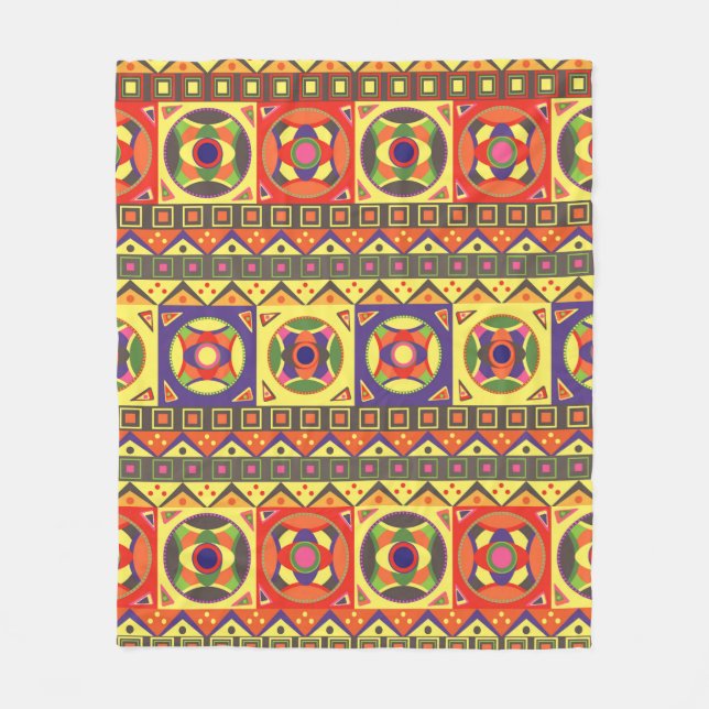 Abstract Colourful African Seamless Pattern with G Fleece Blanket (Front)