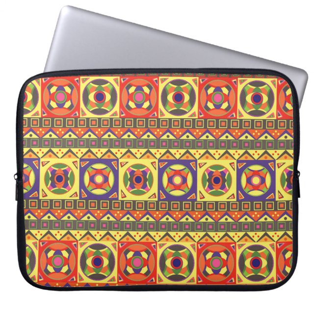 Abstract Colourful African Seamless Pattern with G Laptop Sleeve (Front)
