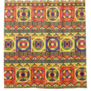 Abstract Colourful African Seamless Pattern with G Shower Curtain