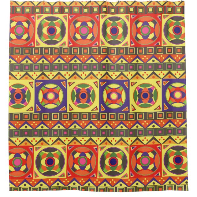 Abstract Colourful African Seamless Pattern with G Shower Curtain (Front)