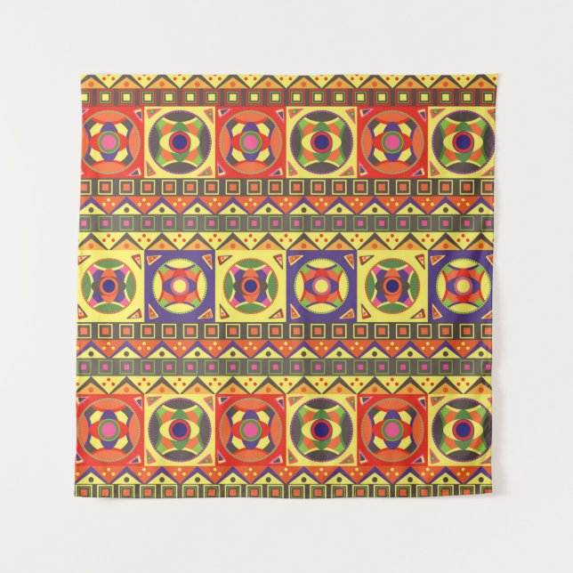 Abstract Colourful African Seamless Pattern with G Tapestry (Front)