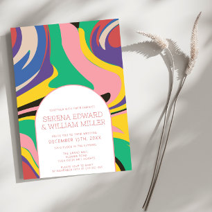 Abstract Colourful Artsy Arch Wedding  Invitation
