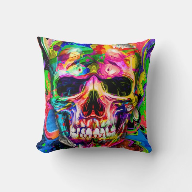 abstract colourful background with colourful skull cushion (Front)