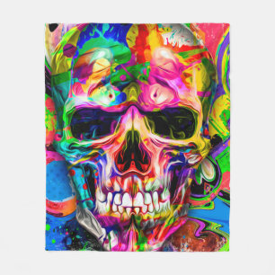 abstract colourful background with colourful skull fleece blanket