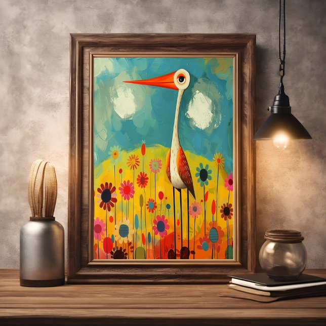 Abstract Colourful Bird Vibrant Colours Nursery Poster (Creator Uploaded)