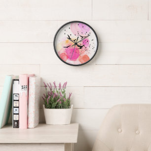 Abstract colourful birds pattern clock