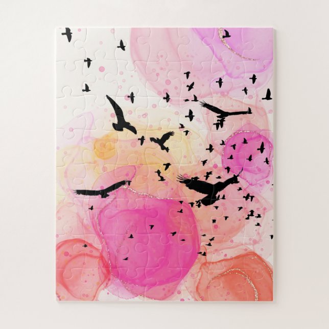 Abstract colourful birds pattern jigsaw puzzle (Vertical)