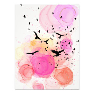 Abstract colourful birds pattern photo print