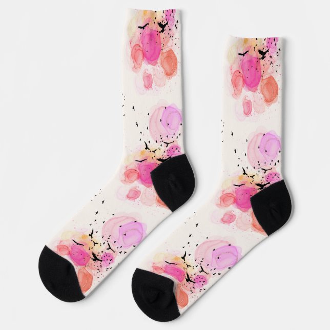 Abstract colourful birds pattern socks (Left)