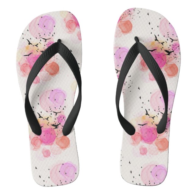 Abstract colourful birds pattern thongs (Footbed)
